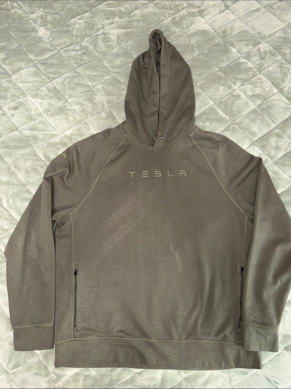 Tesla Men's Crewneck Hoodie - Olive Green